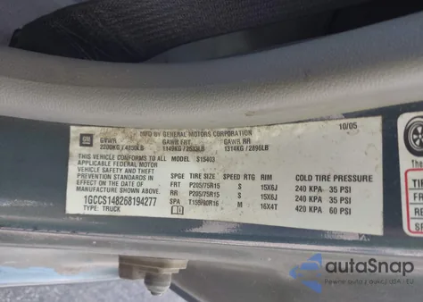 2006 Chevrolet Colorado z USA, uszkodzony, nr VIN 1GCCS148268194277